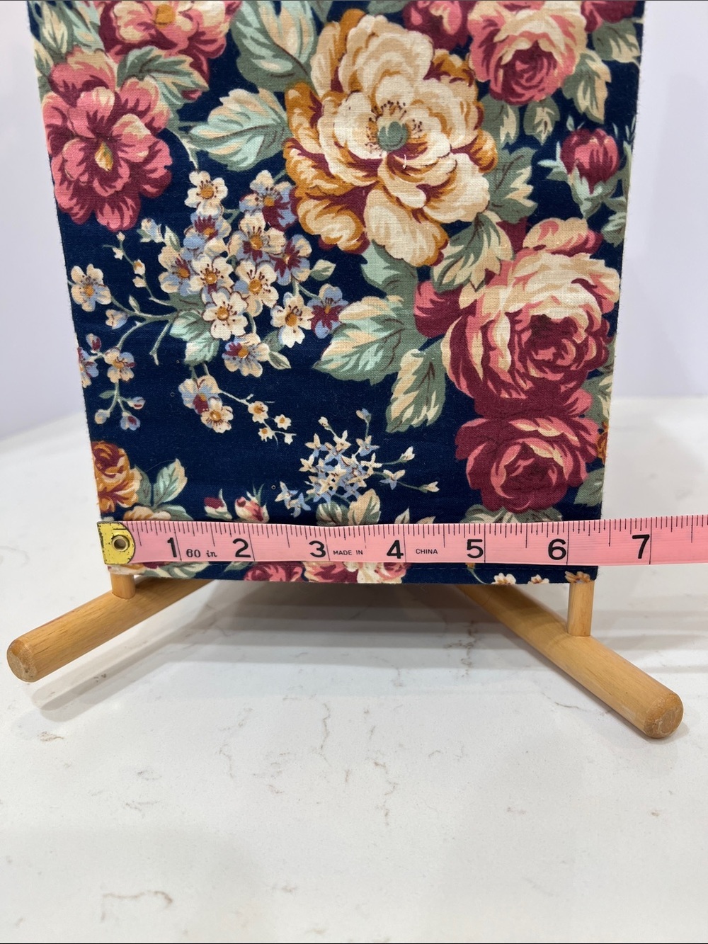 Vintage Foldable Wooden Sewing Basket Floral Knitting Craft Storage Caddy - Picture 11 of 15